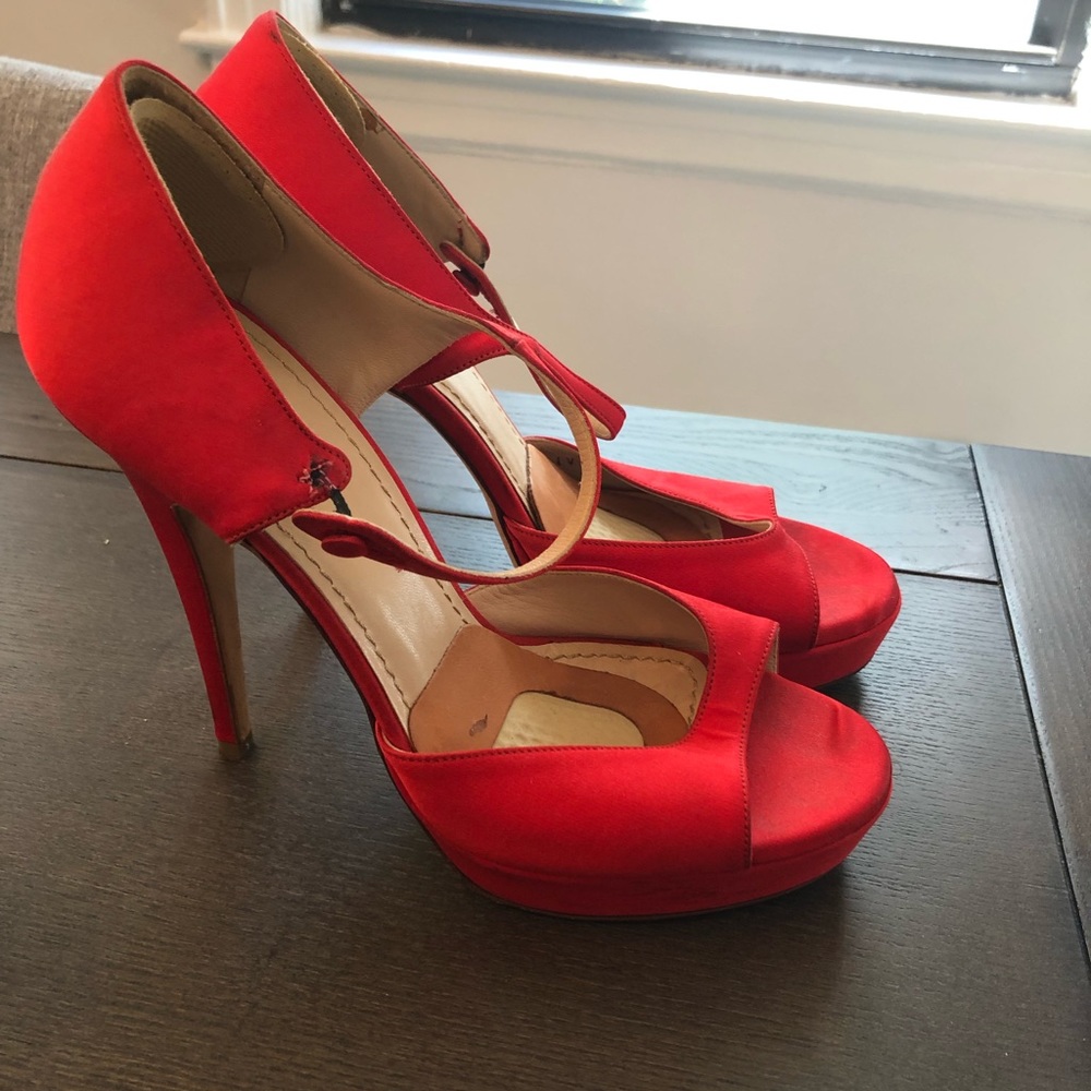 YSL red Mary Jane pumps